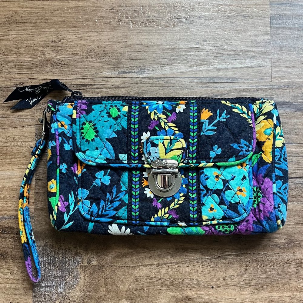 Vera Bradley Wristlet | Midnight Blue Pattern | Blue Purple Orange Green Floral